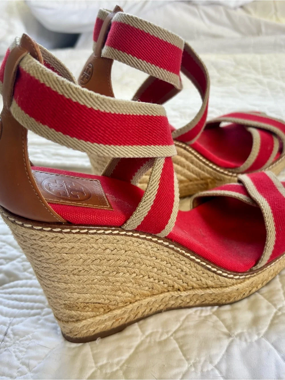 Tory Burch Adonis Espadrille Fisherman Wedge Sandals Size 9